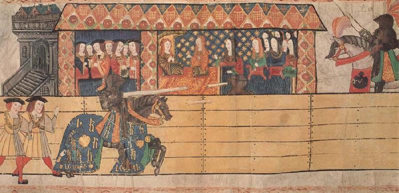 unknow artist Henry VIII jousting before Catherine of Aragon and her ladies at the tournament on 12 February